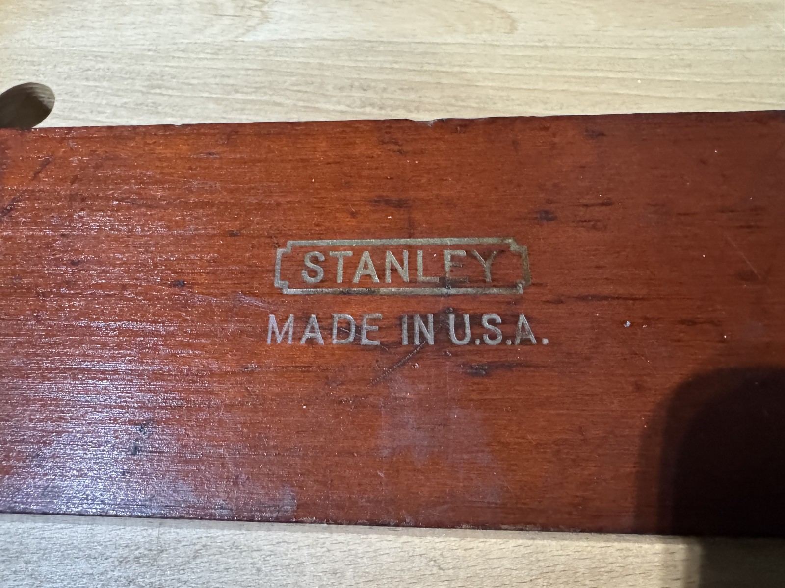 Vintage Stanley Wood Level Genuine Cherry Plumb & Level Tool Made in USA Antique