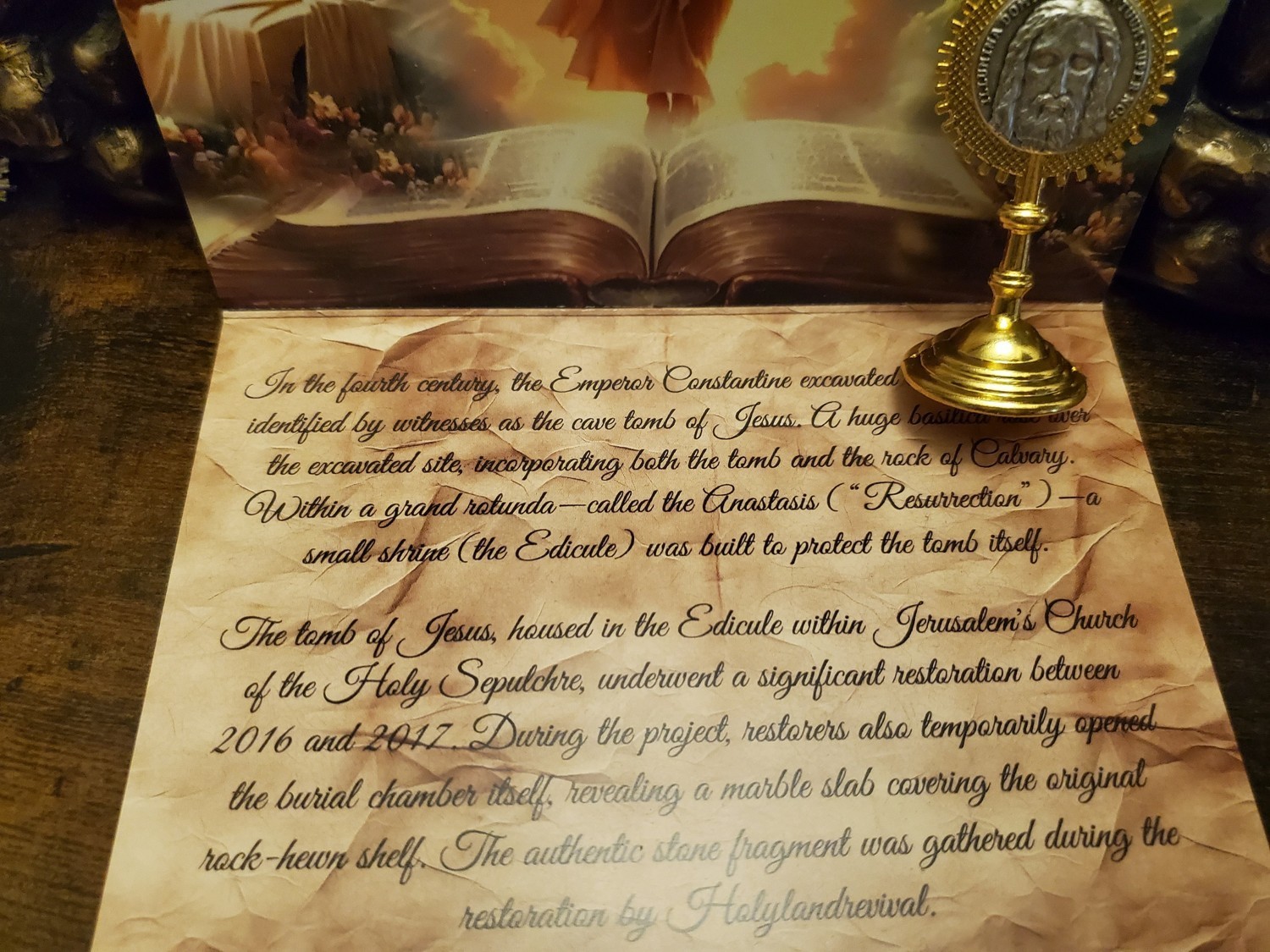 Tomb of Jesus Reliquary with Stone From Tomb of Jesus Holy Sepulchre