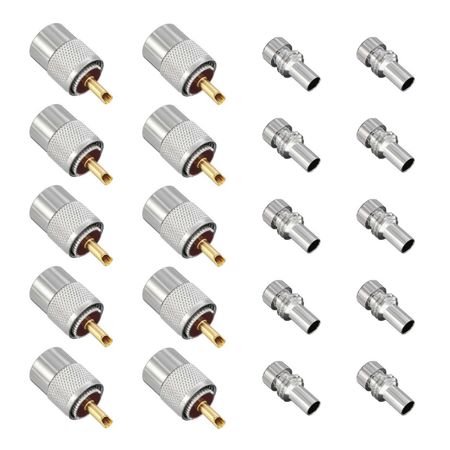10-pack PL-259 Solder Connector Plug with Reducer for RG8X Coax Cable USA