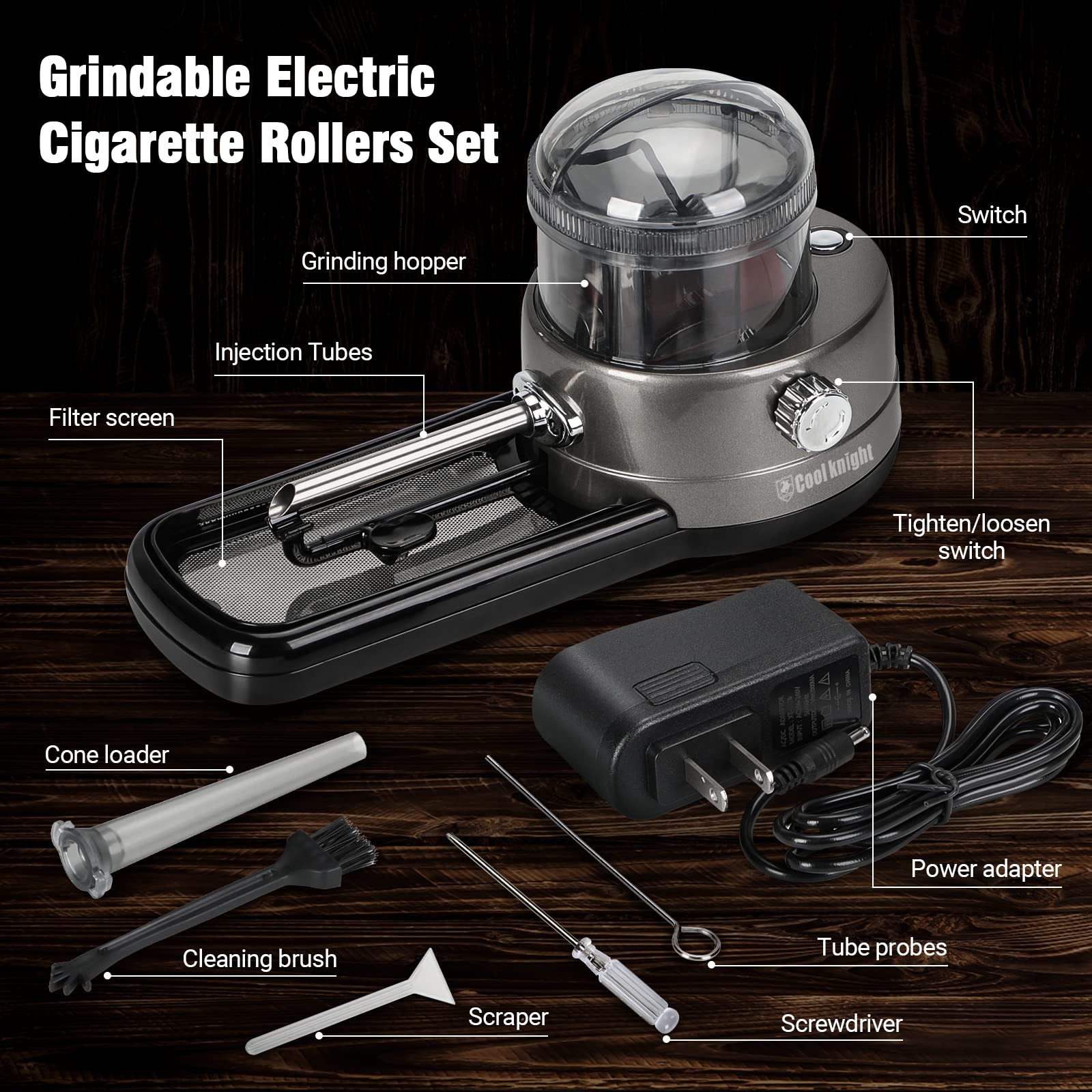 Electric Cigarette Rolling Machine, Portable Tobacco Injector Machine Can Grind