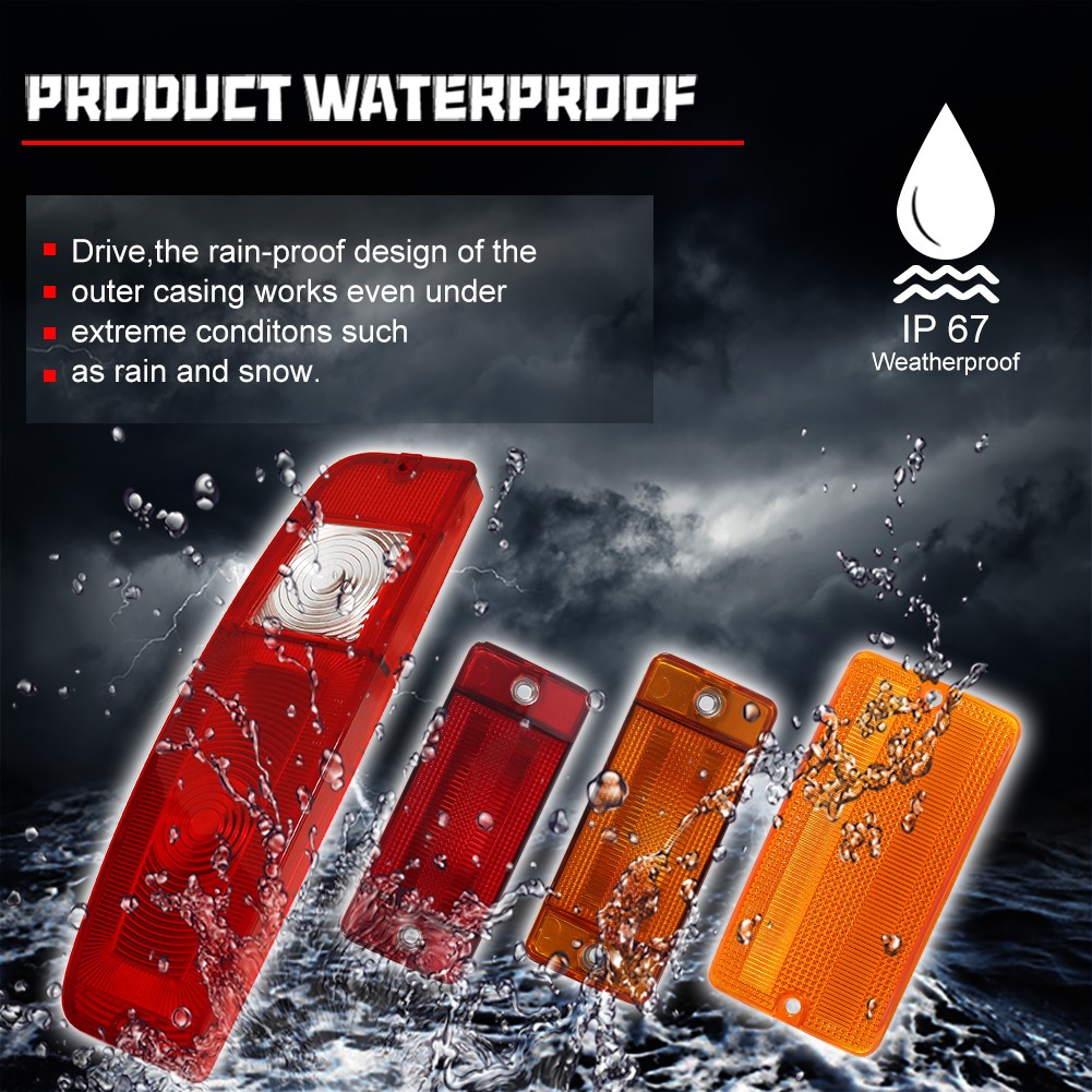 NEW 1970-1977 EARLY FORD BRONCO MARKER, PARKING, AND TAILLIGHT LENS SET.