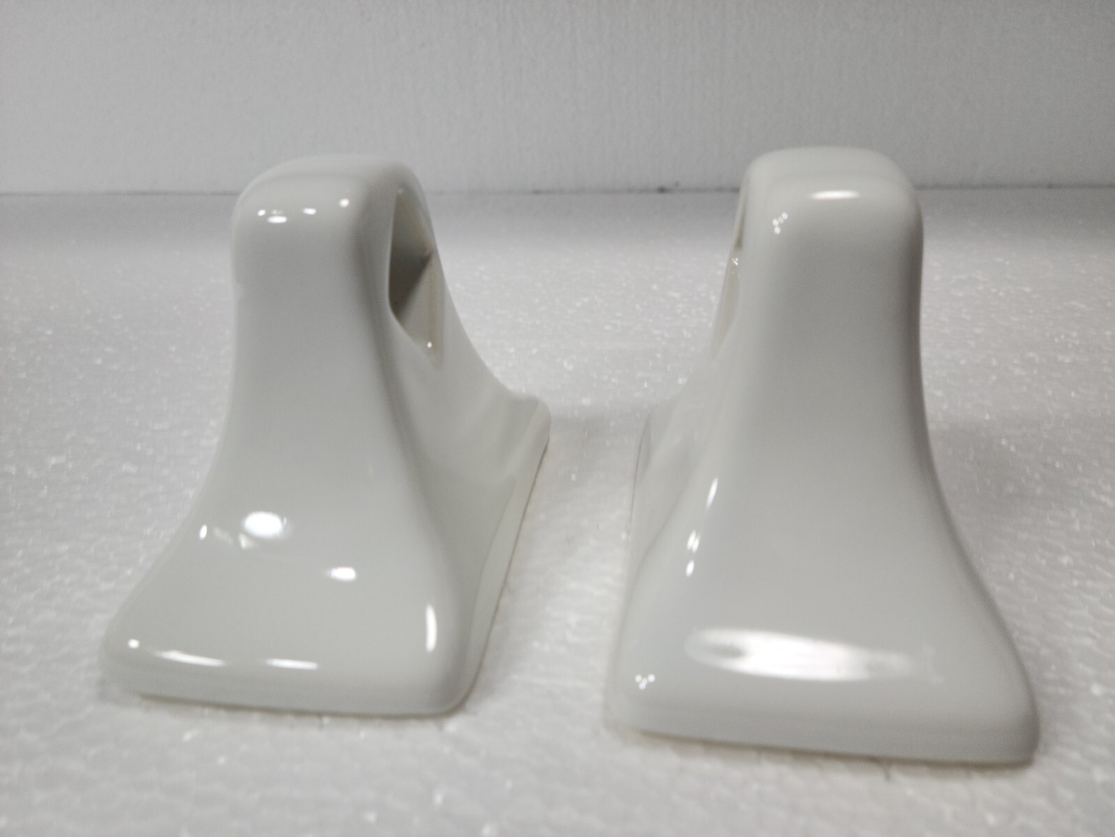 Vintage White Ceramic Towel Bar Rod Rack Post Holders Flat Back Glue over Tile