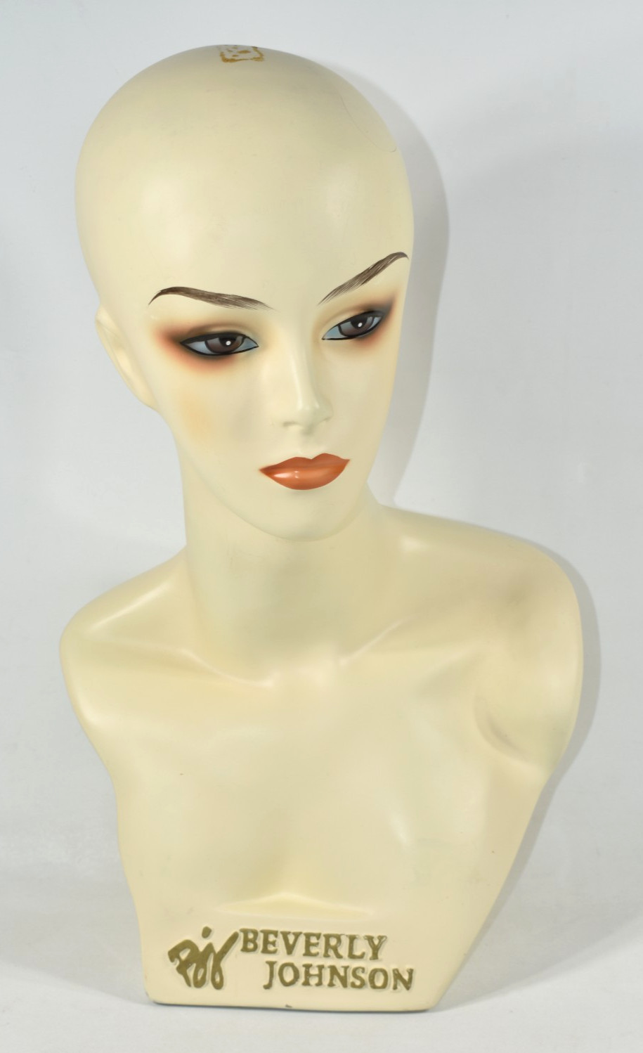Vintage Mannequin Woman Wig Hat Display Head Bust Painted Makeup Beverly Johnson
