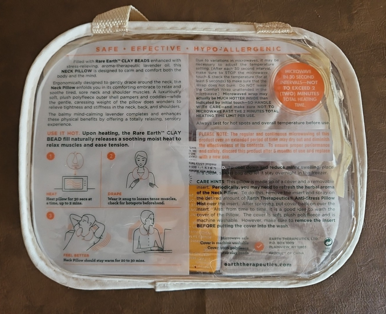 Earth Therapeutics Anti-Stress Microwaveable Neck Pillow Washable Cover