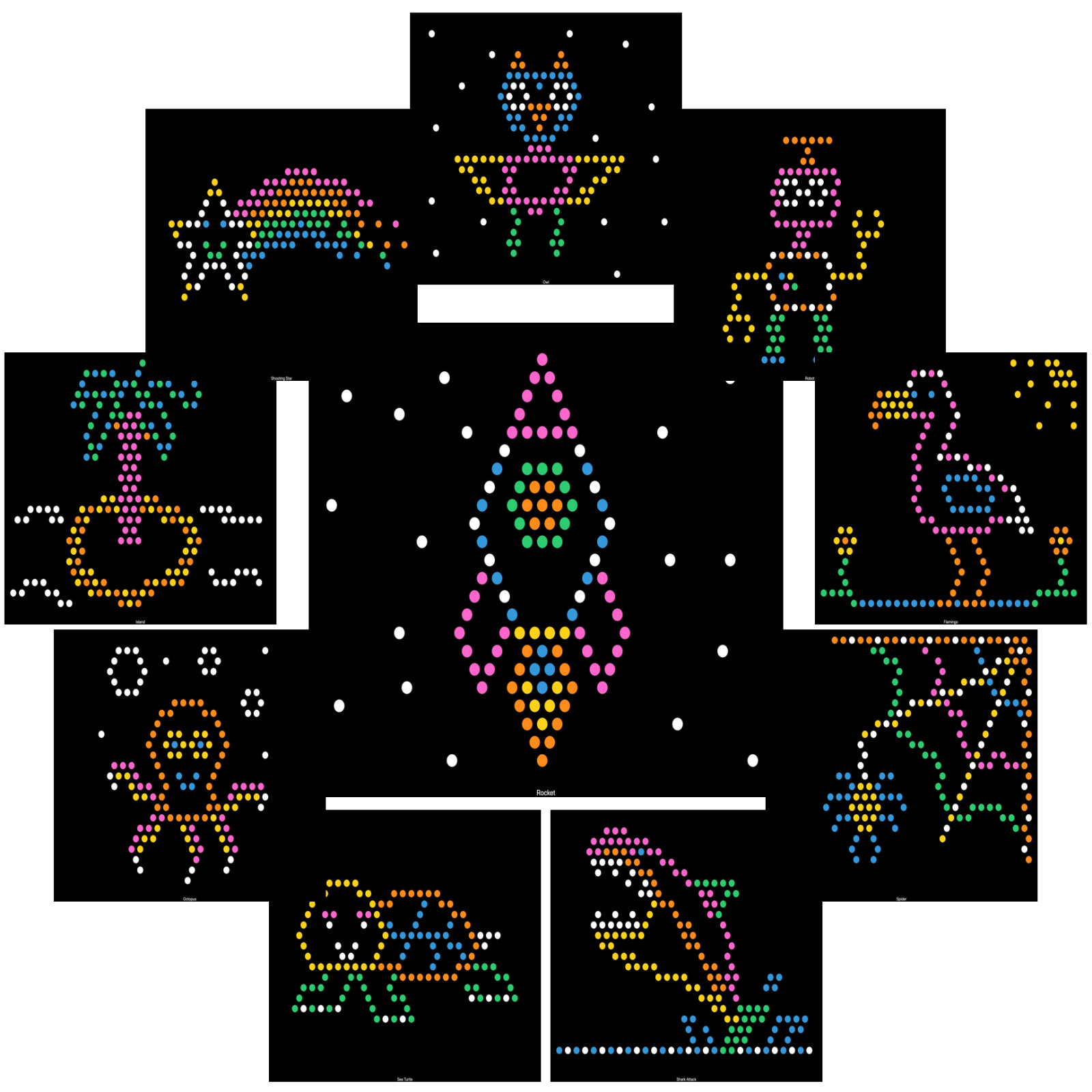 10 Assorted Template Refills for Basic Fun Lite Brite Ultimate Classic - 10 pack