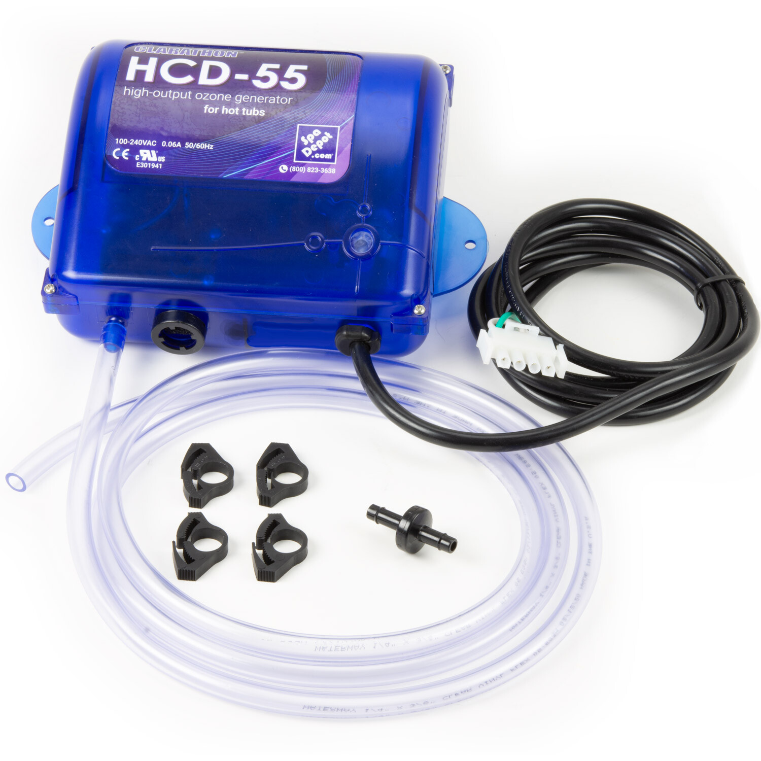 Clarathon HCD-55 Spa Ozonator Kit - Hi-Output Hot Tub Ozone Generator 120V/240V