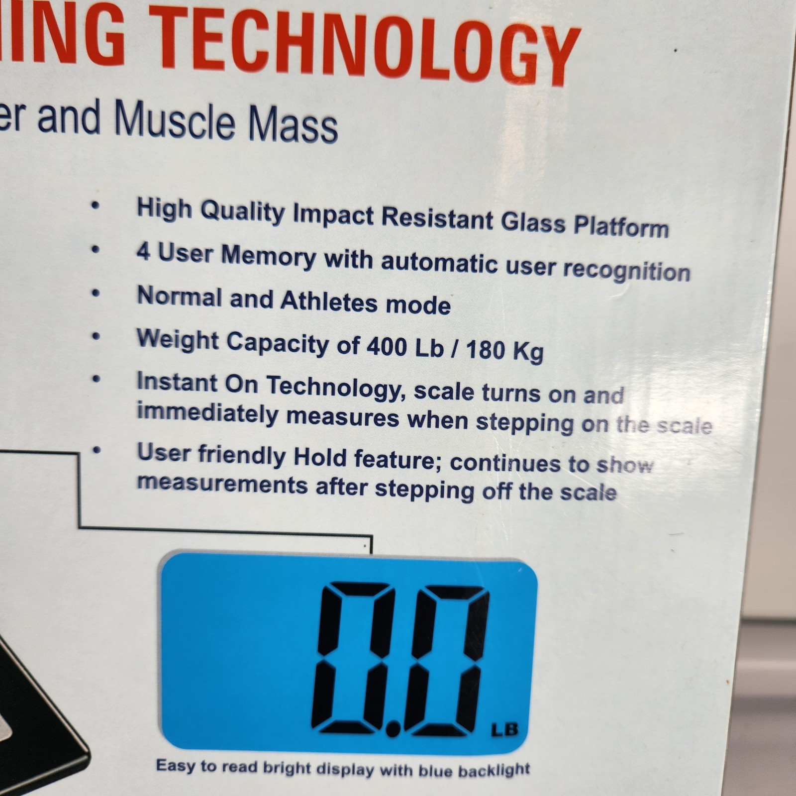 Escali Bathroom Scale Ultra Slim Health Monitior 400 Lbs Body Fat Muscle Mass