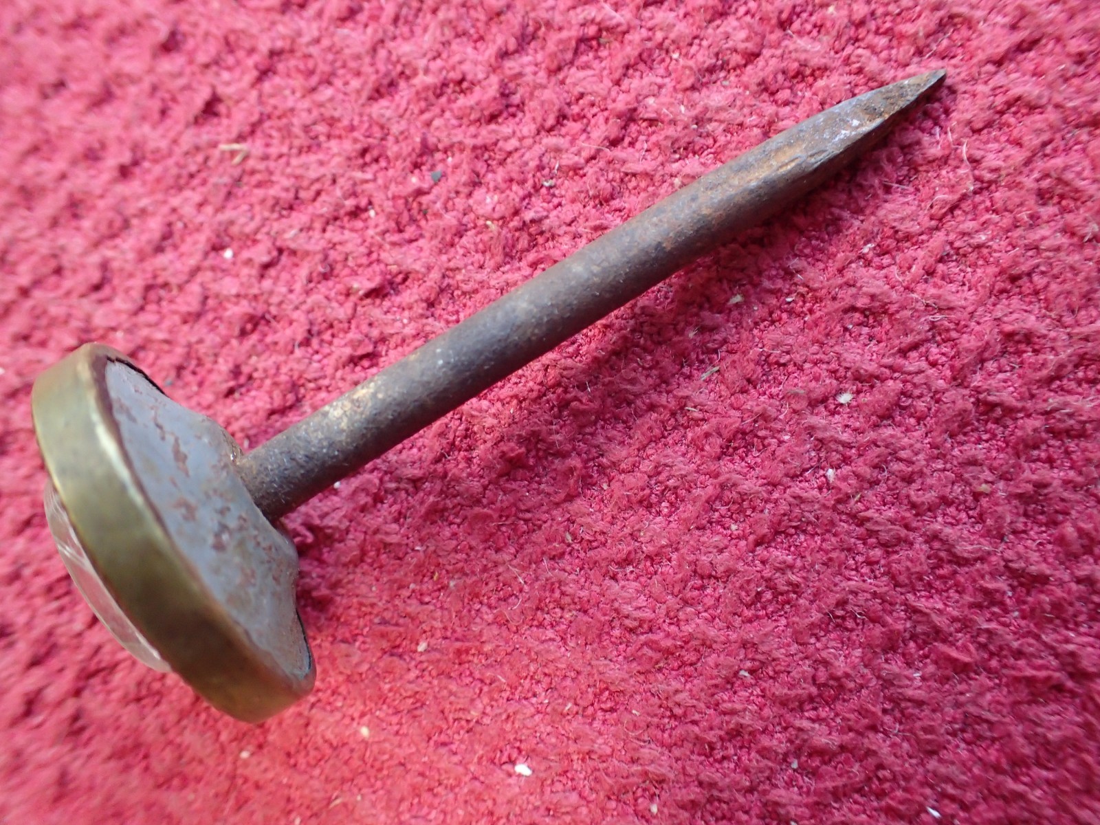 Antique Victorian Five (5) Sulfide Glass Brass Picture Hanging Nails