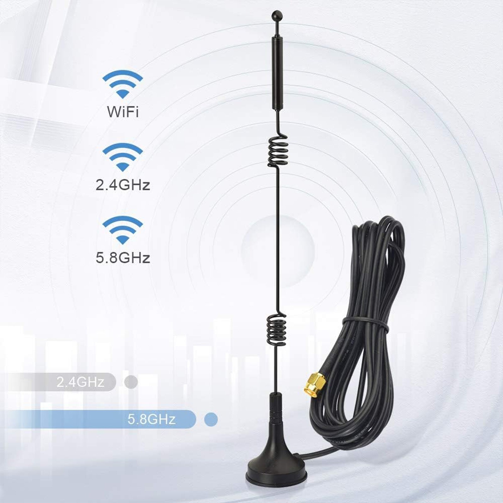 Dual Band RP-SMA Male Antenna for WiFi Router Wireless Security IP Camera 9dBi