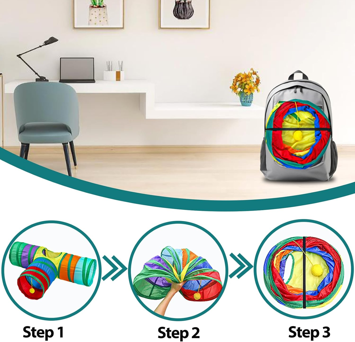 Rabbit Toys, Bunny Tunnels and Tubes with Chew Toys for Grinding Teeth Apple Sti