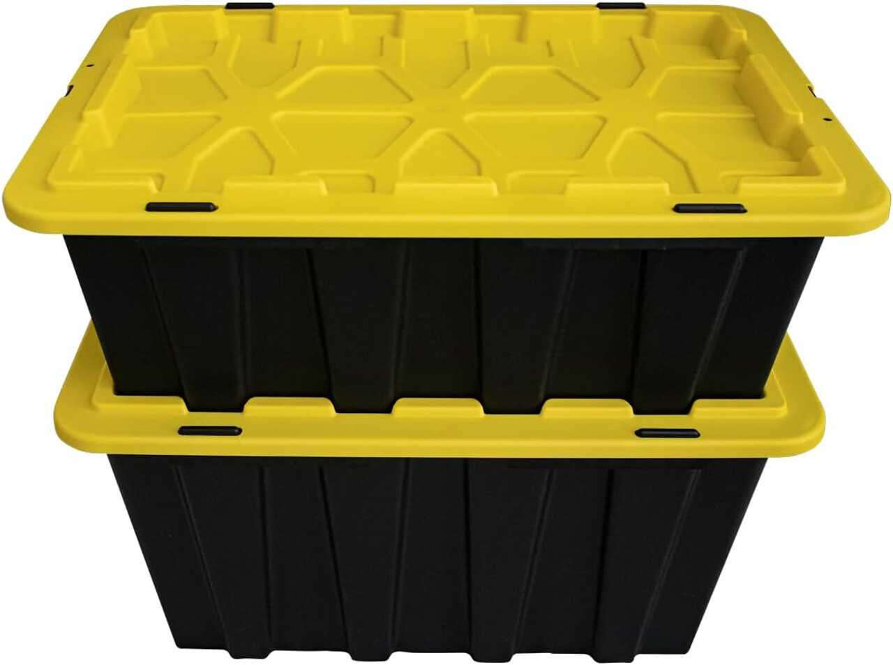 12 Gallon Snap Lid Storage Bin Container Tote Box Durable Plastic Black Set of 8