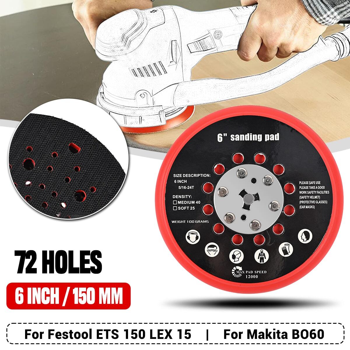 6" Sanding Pad Grinding Plate For Bosch GET 75-6 75-150 65-5, GEX 33-6 34-6