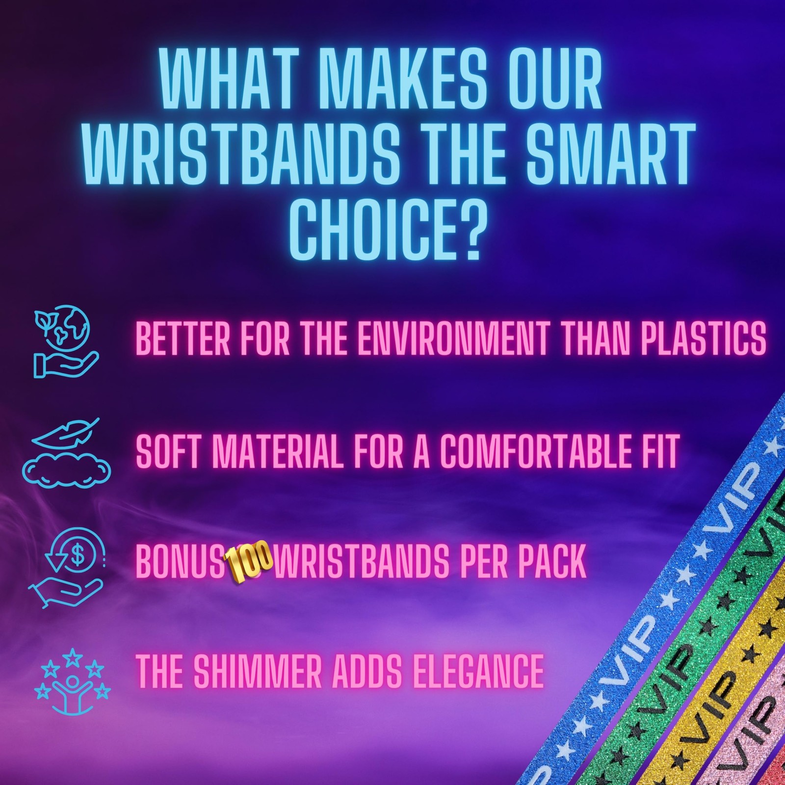 100 Pack Green Glitter VIP Party Wristbands with Secure Locking Clip. Must Ha...