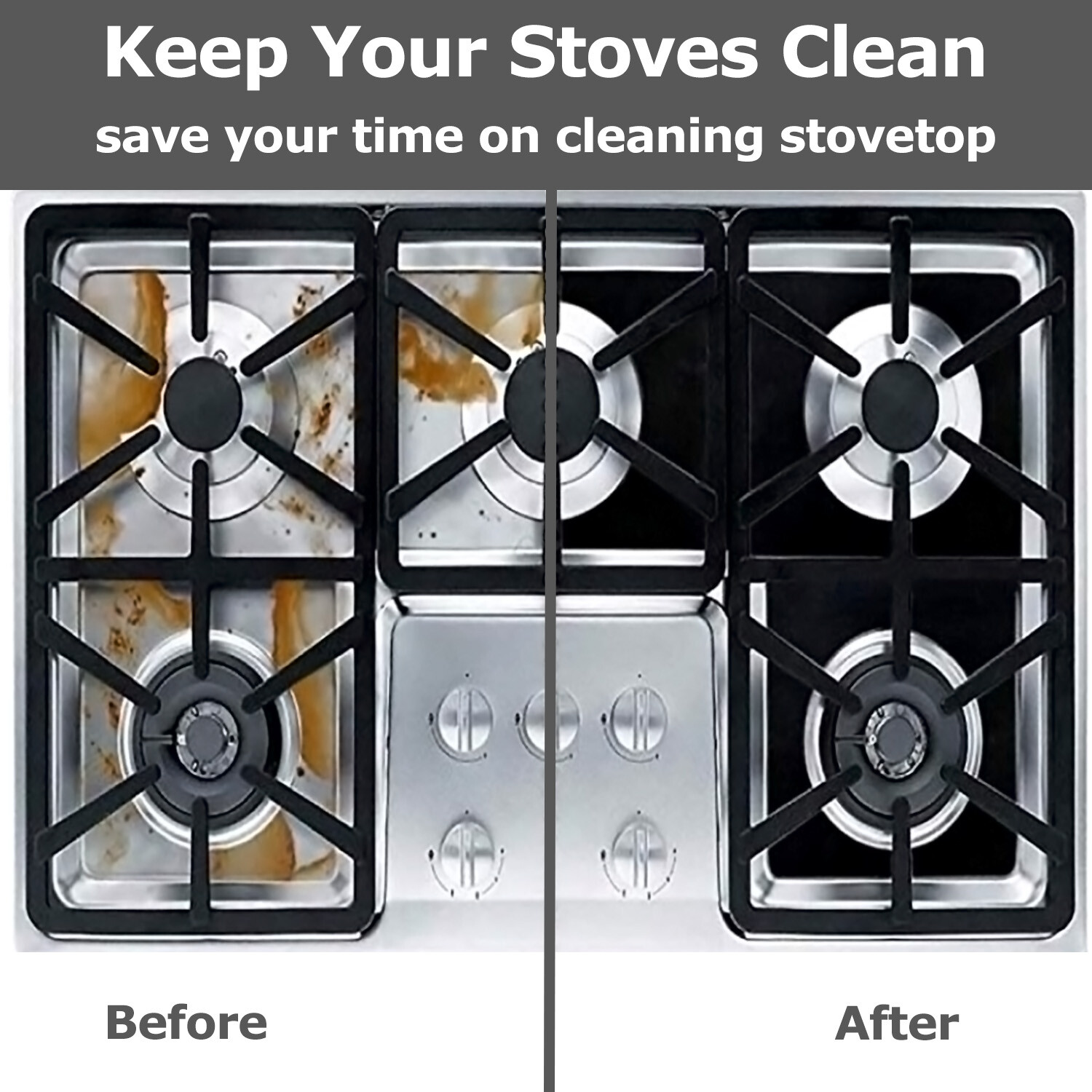 Gas Range Stove Top Burner Cover Protector Reusable Liner Clean Cook Non-stick