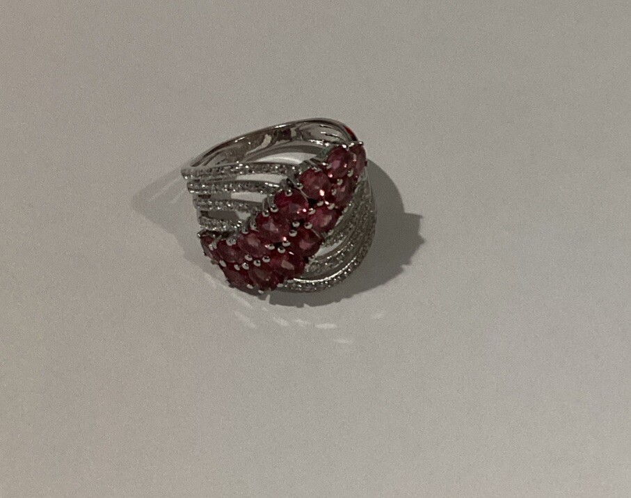 Colleen Lopez Sterling Silver Pink Tourmaline Swirl Ring Size 7 New HSN