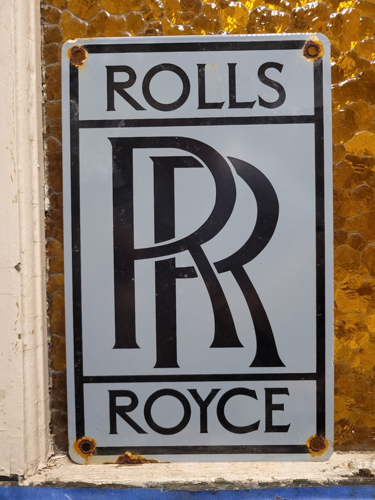 VINTAGE ROLLS ROYCE PORCELAIN SIGN BRITISH AUTOMOBILE DEALER LONDON CAR DEALER