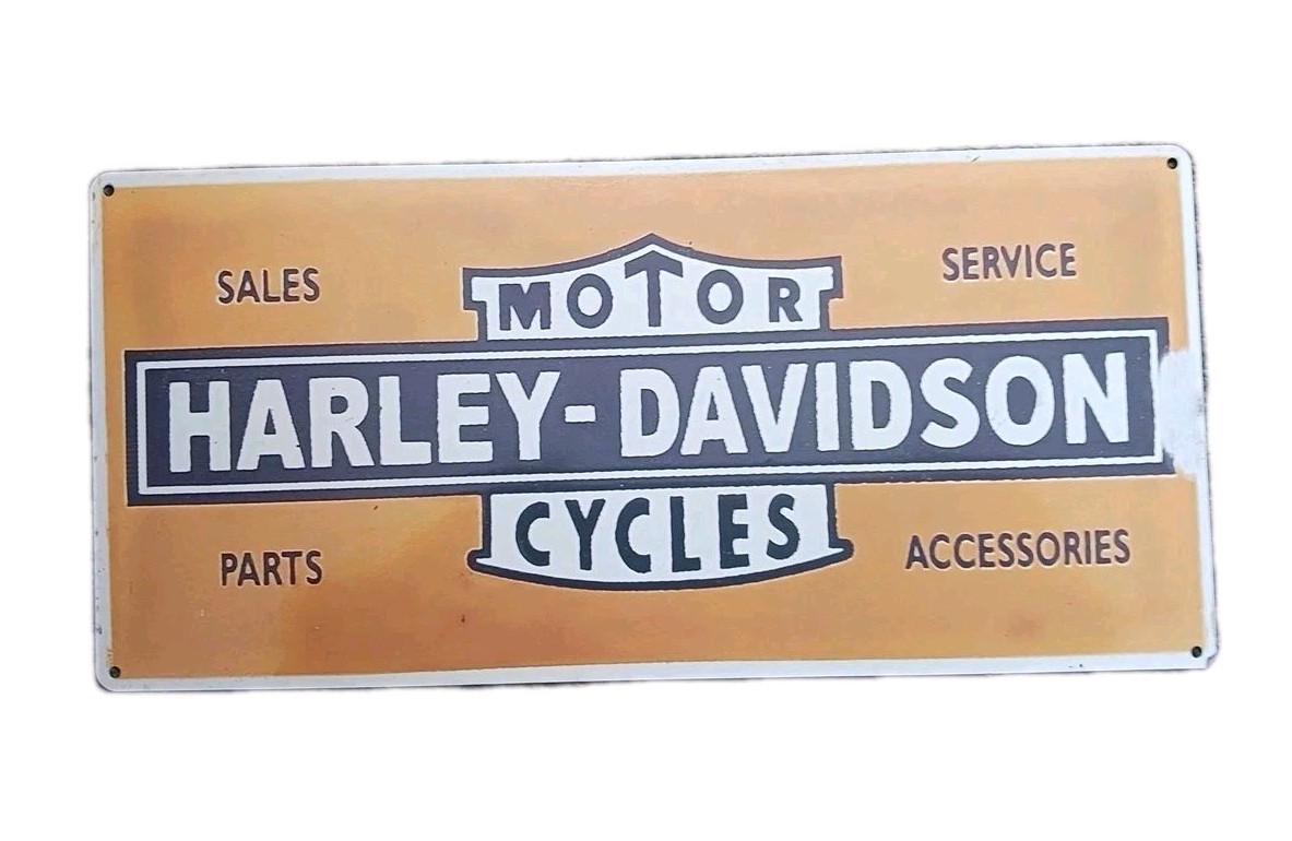 18x8.5 Inch Harley Davidson Motorcycle Sales Service Parts  LARGE Aluminum Sign