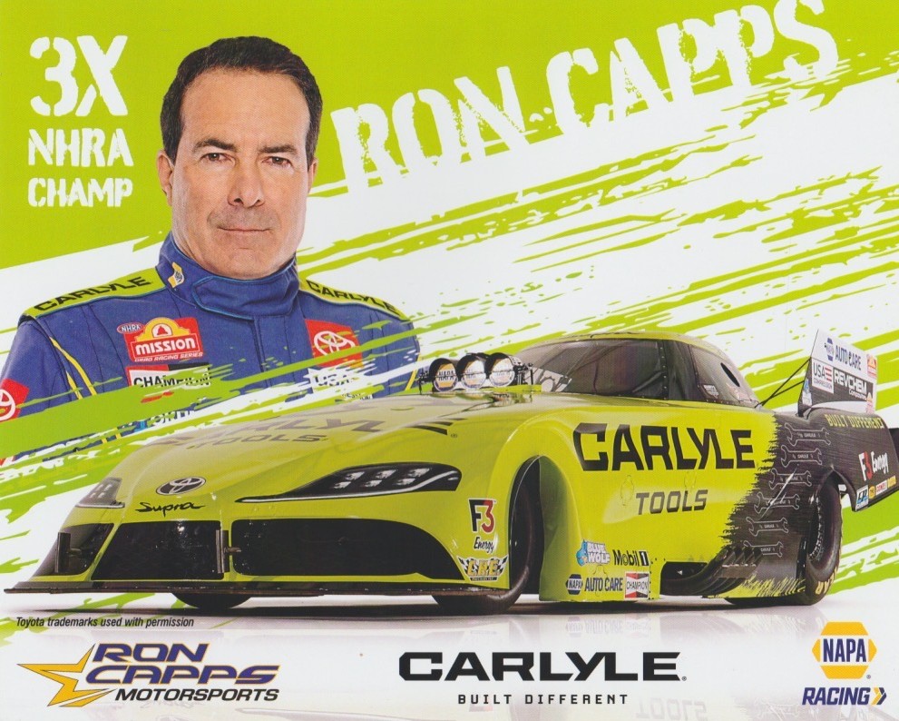 2025 Ron Capps Carlyle Tools Toyota Supra Funny Car Gainesville NHRA Hero Card