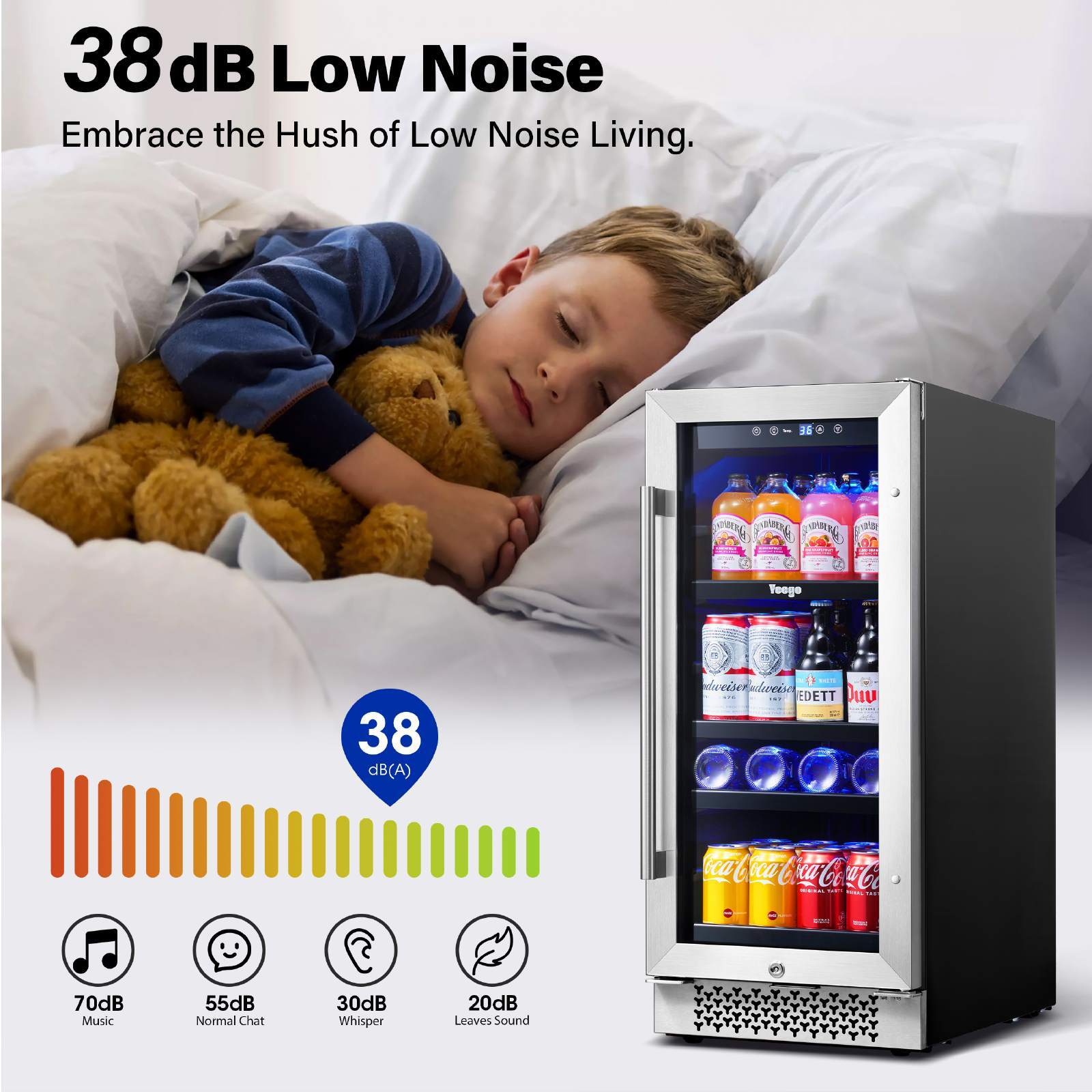 Yeego 15" Beverage Cooler Refrigerator 80 Cans Freestanding Fridge