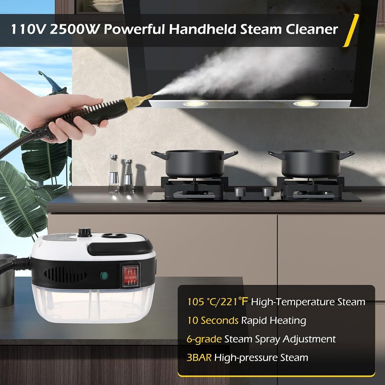 Handheld High Temp Steam Cleaner High Pressure Household Cleaning Machine 2500W