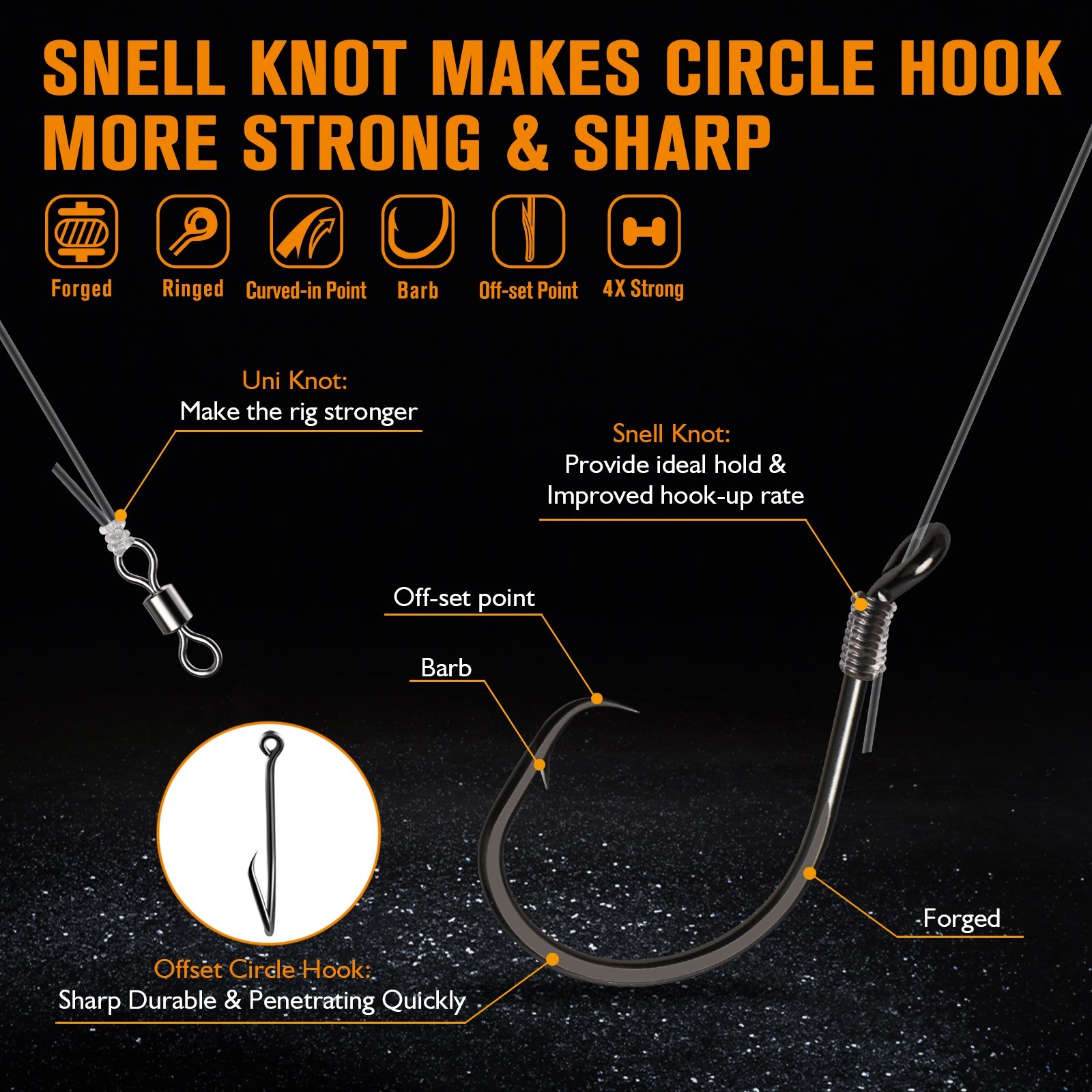 Dovesun 6PCS Catfish Rigs with Oval Float, 8/0 Circle Hooks, Double Rattle Beads