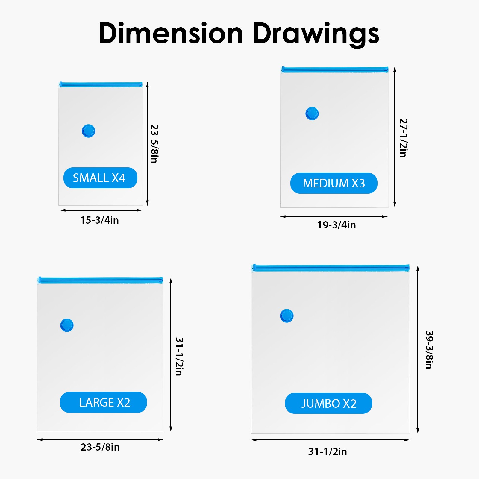 11 Pack Vacuum Storage Bags With Electric Pump 4 Sizes Space Saver For Clothes