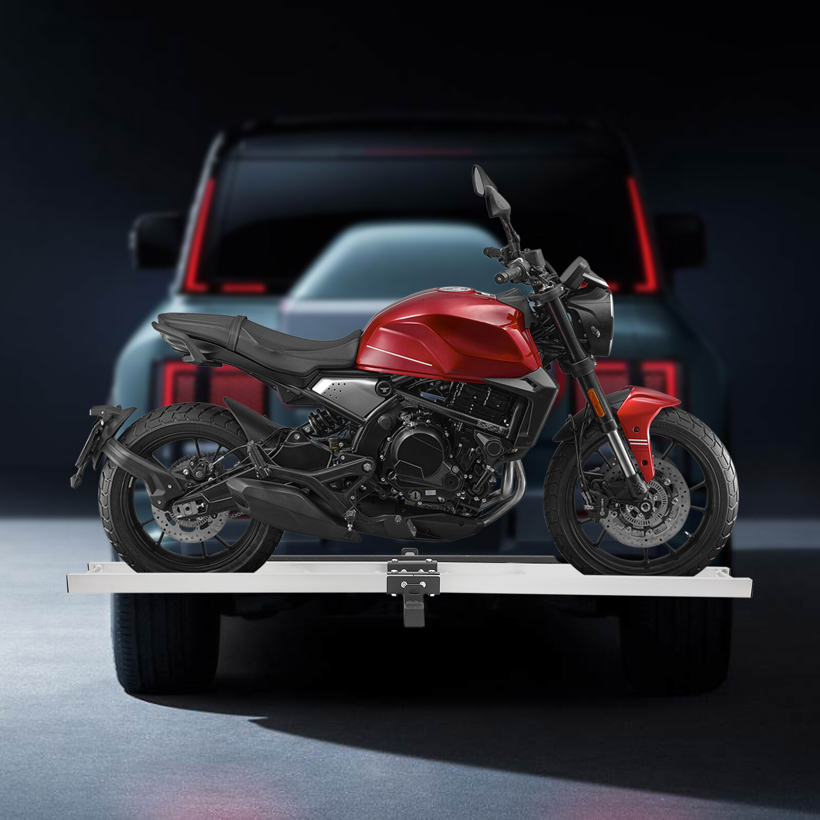 Motorcycle Scooter Carrier Bike Hitch Mount Rack Ramp Aluminum Carrier