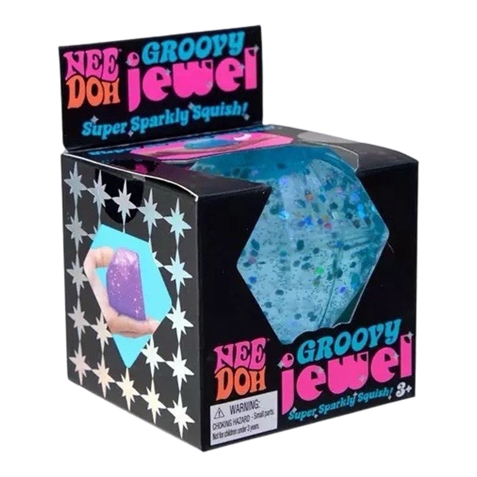 Blue NeeDoh Groovy Jewel Nee Doh Glitter Squish Jelly Diamond Cone Sparkly Ice