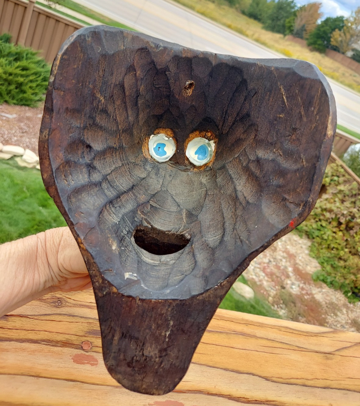 Vintage Mexico / Central American Carved WOLF Mask