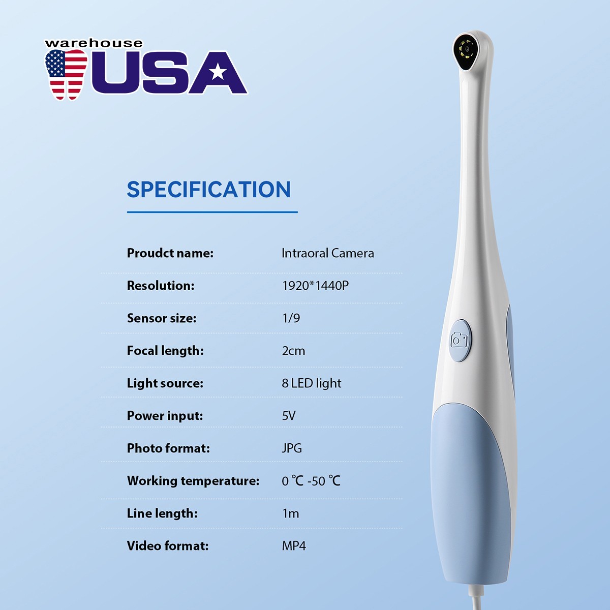 Professional Dental Intraoral amera USB 1920P with Freeze Button Apple/Type-