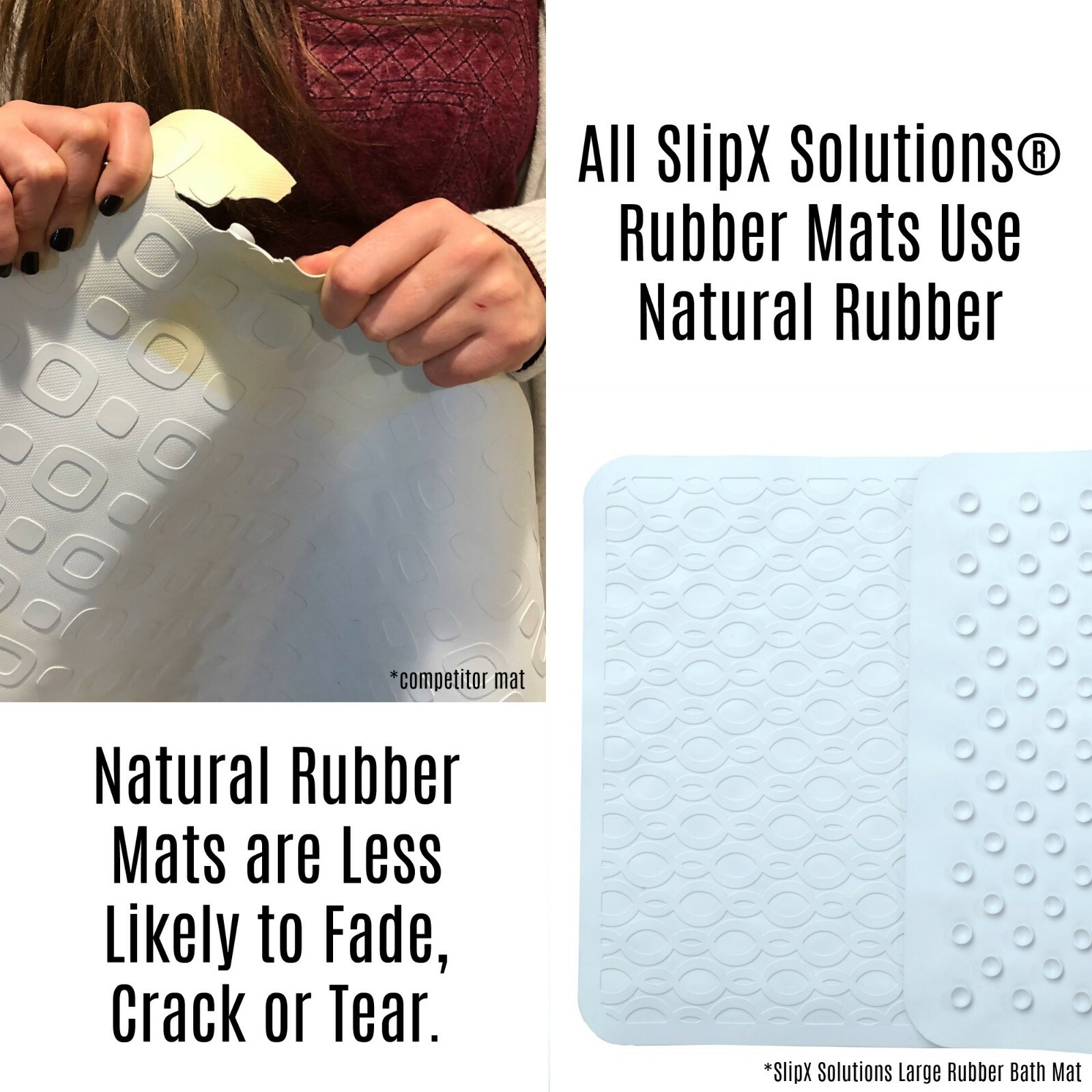 Tan Safety Shower Mat: In-Tub Mildew Resistant Suction Cup Rubber Shower Mat