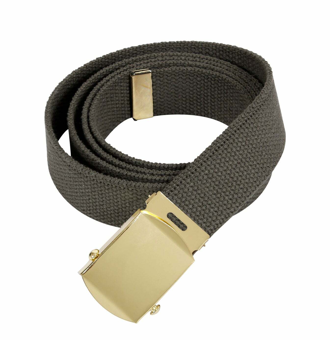 U.S MILITARY OD GREEN WEB BELT WITH SOLID BRASS BUCKLE U.S.A MADE 54" HEAVY WEB
