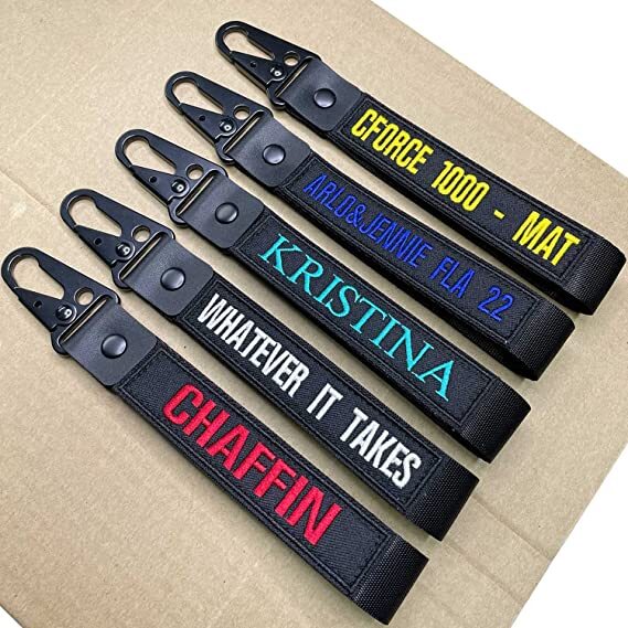 Customized Embroidered Keychain Key Tag Keyring Wrist Strap Personalized gifts
