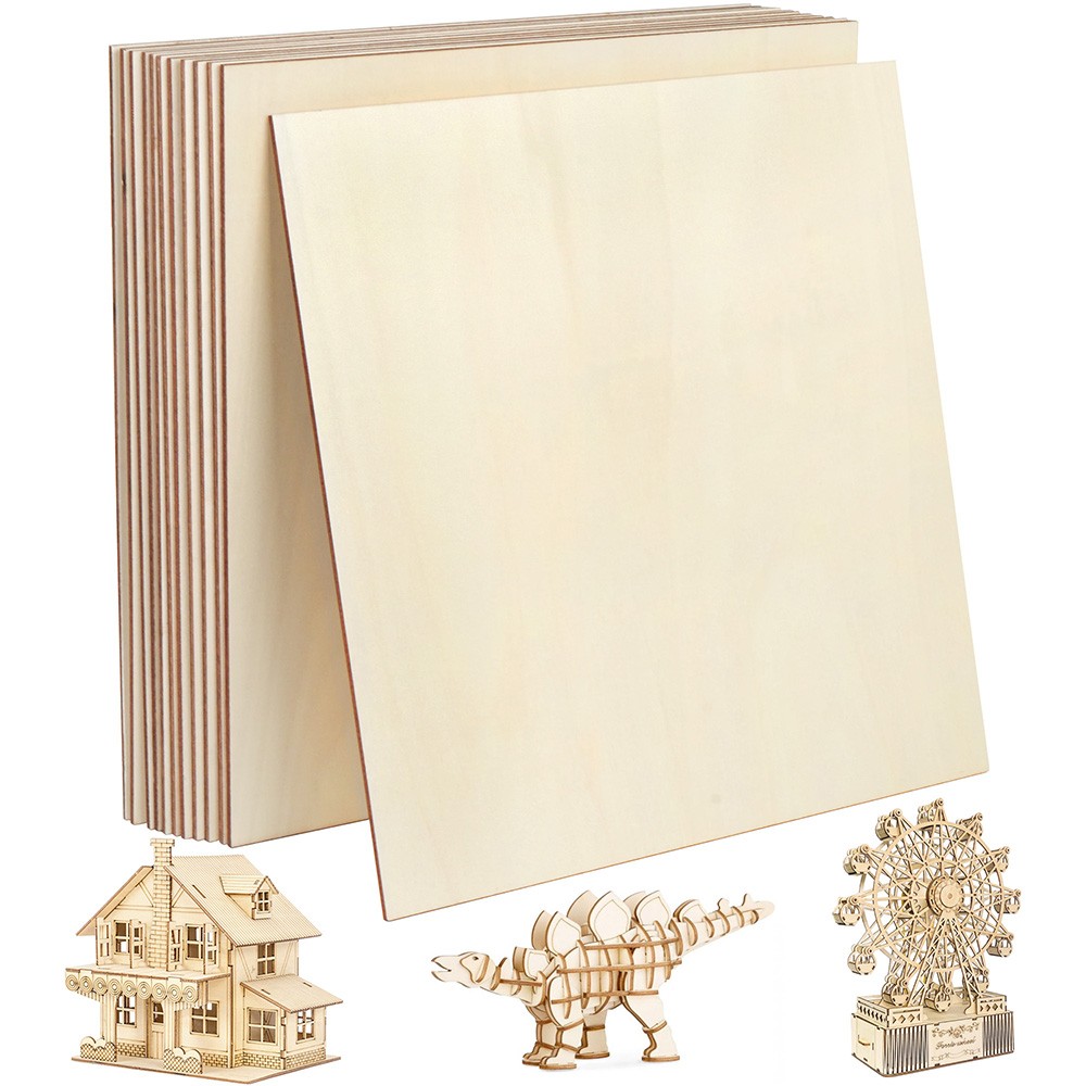 12 Pack Basswood Sheets for Craft 12 X 12 X 1/8 Inch 3mm Thick Plywood Sheets