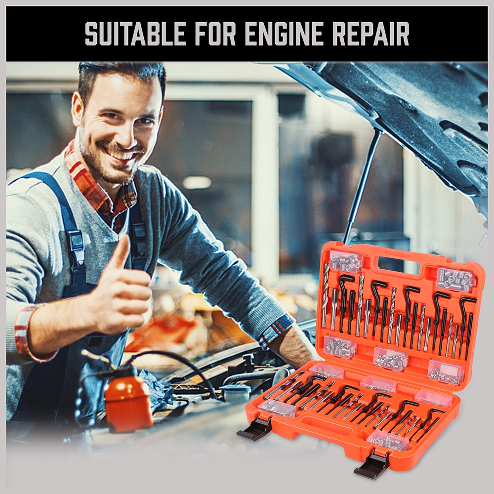 300PC Thread Repair Kit HSS Drill Helicoil Repair Kit SAE Metric Inch&MM W/Case