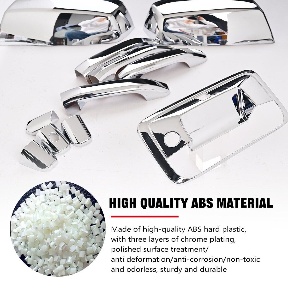 For Chevy Silverado 1500 14-19 Chrome Door Handle+Mirror+Tailgate Cover+Cam Hole
