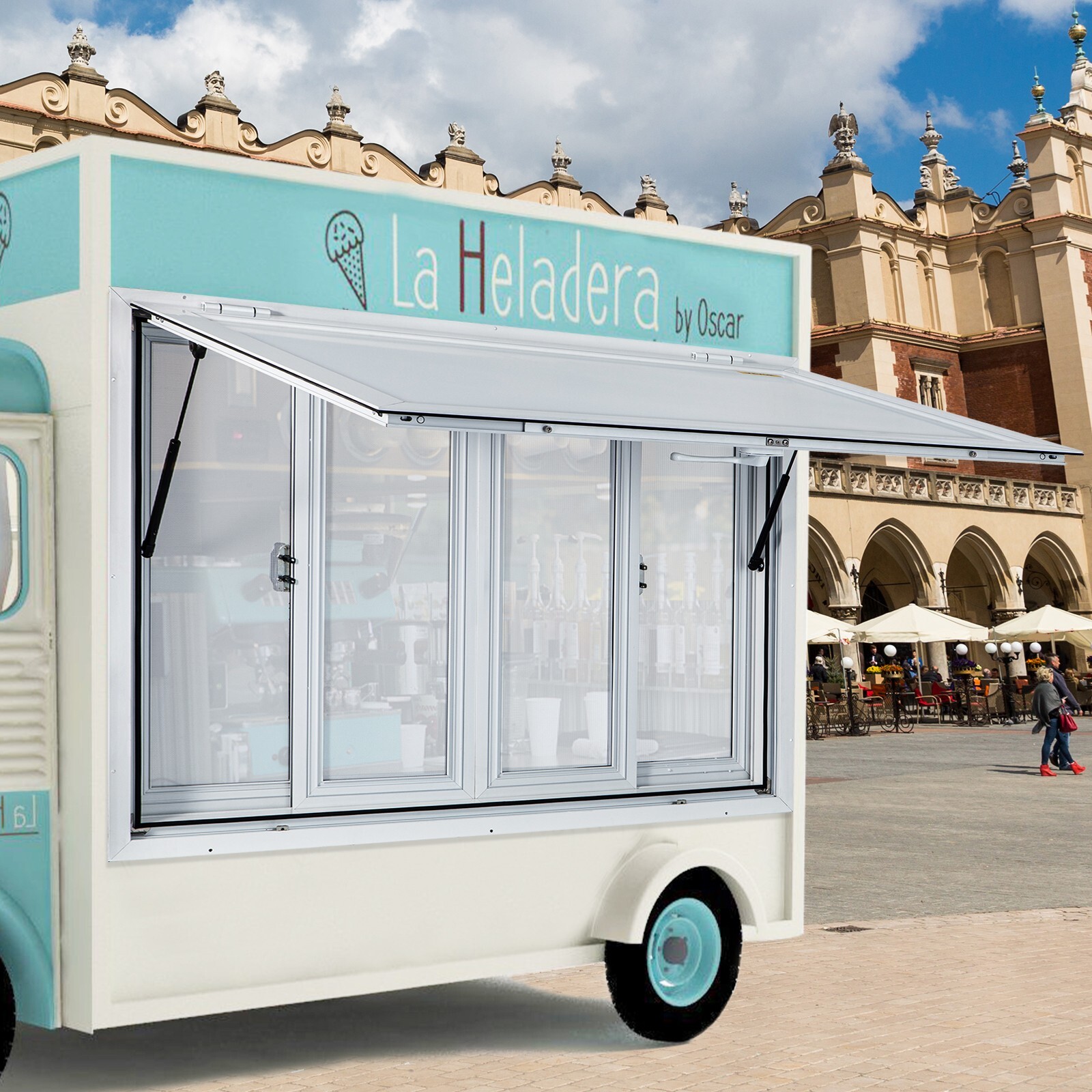 VEVOR 53x33in Concession Stand Trailer Serving Window w/ 4 Screen Windows