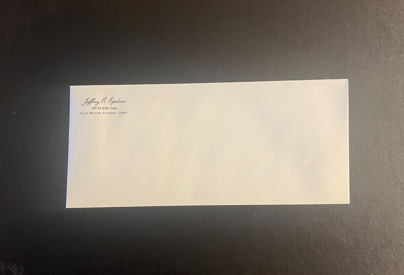 Envelope Jeffrey E. Epstein Palm Beach Florida