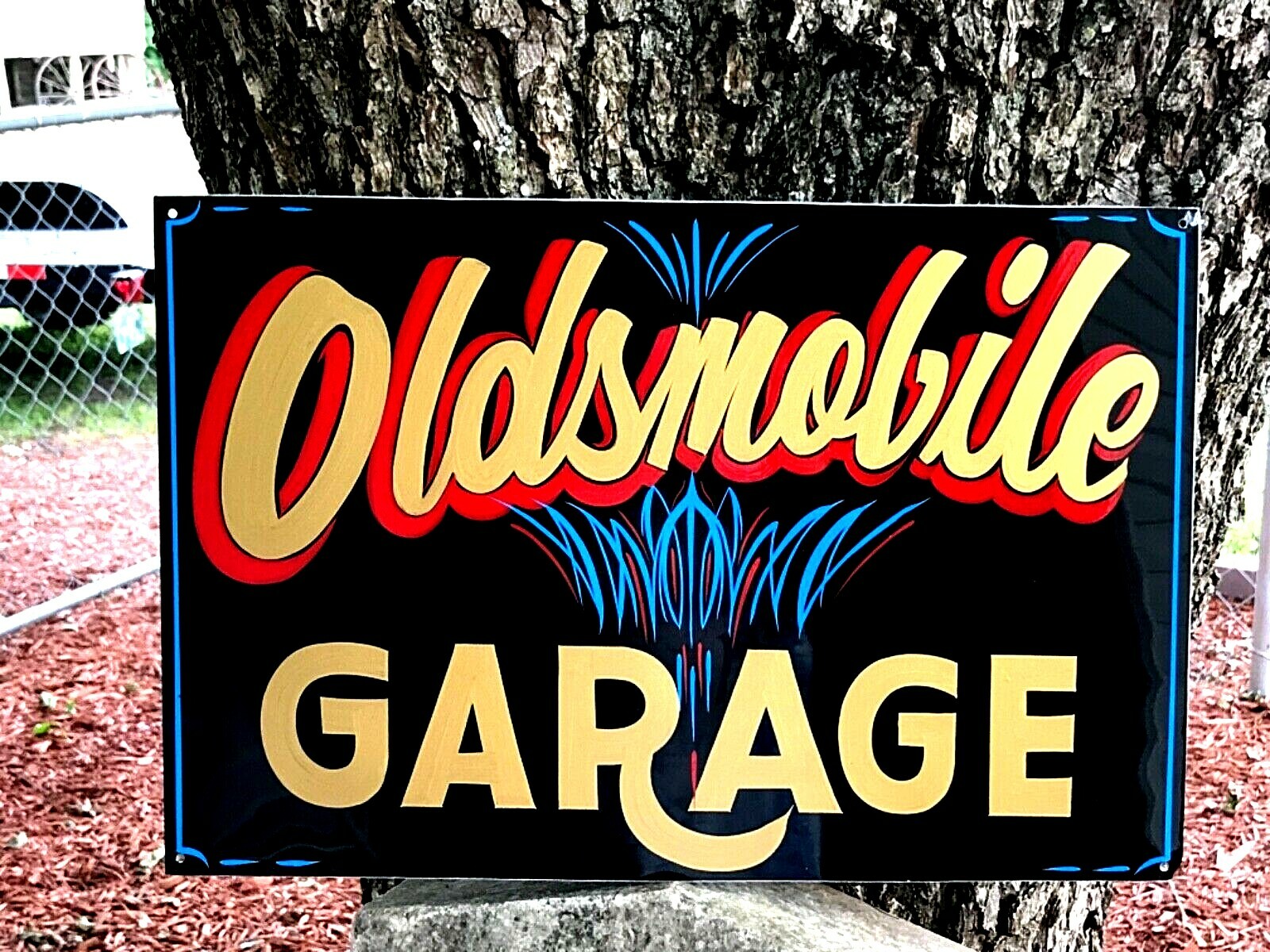 Personalized " BIKER " GARAGE SHOP Hand Painted Bike Motorcycle SIGN Pinstripe