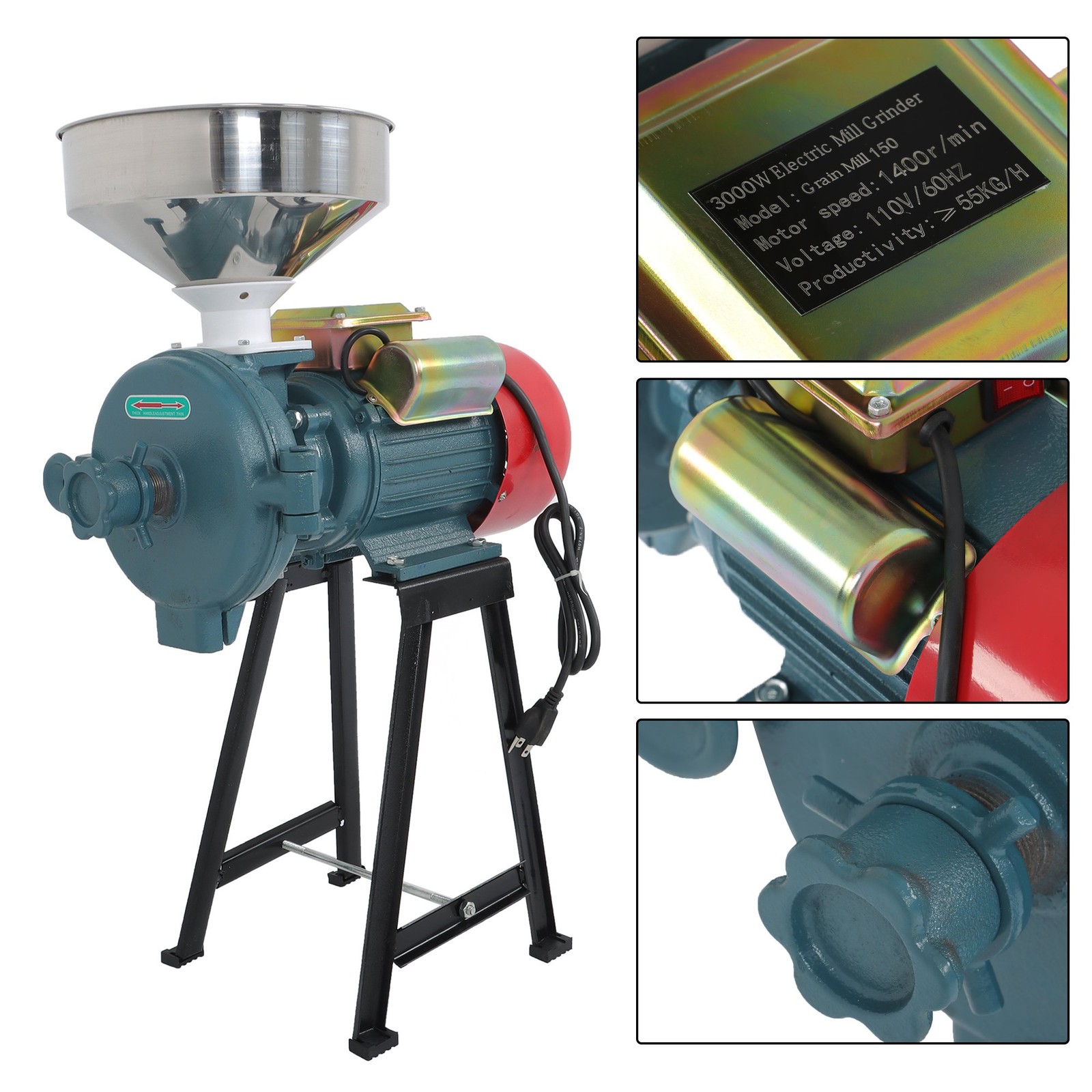 110V Electric Grinder Grain Mill Corn Wheat Feed Flour Cereal Grain Mills 3000W