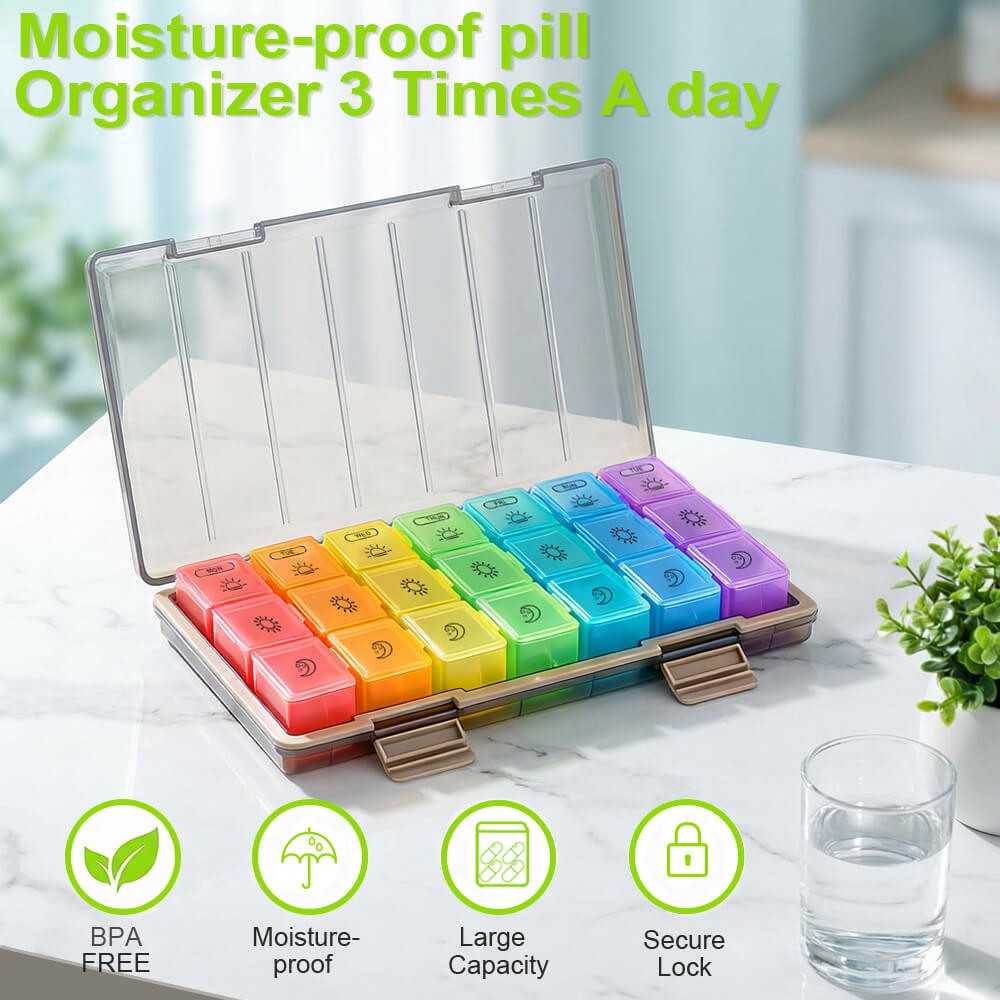 Monthly Pill Organizer Pill Case Pill Box One Week 3 Times a Day Moisture-Proof