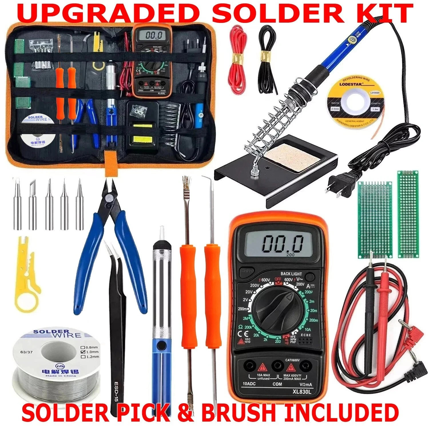 New Electric Soldering Iron Welding Gun Tool Kit Solder Wire Desoldering Pump US