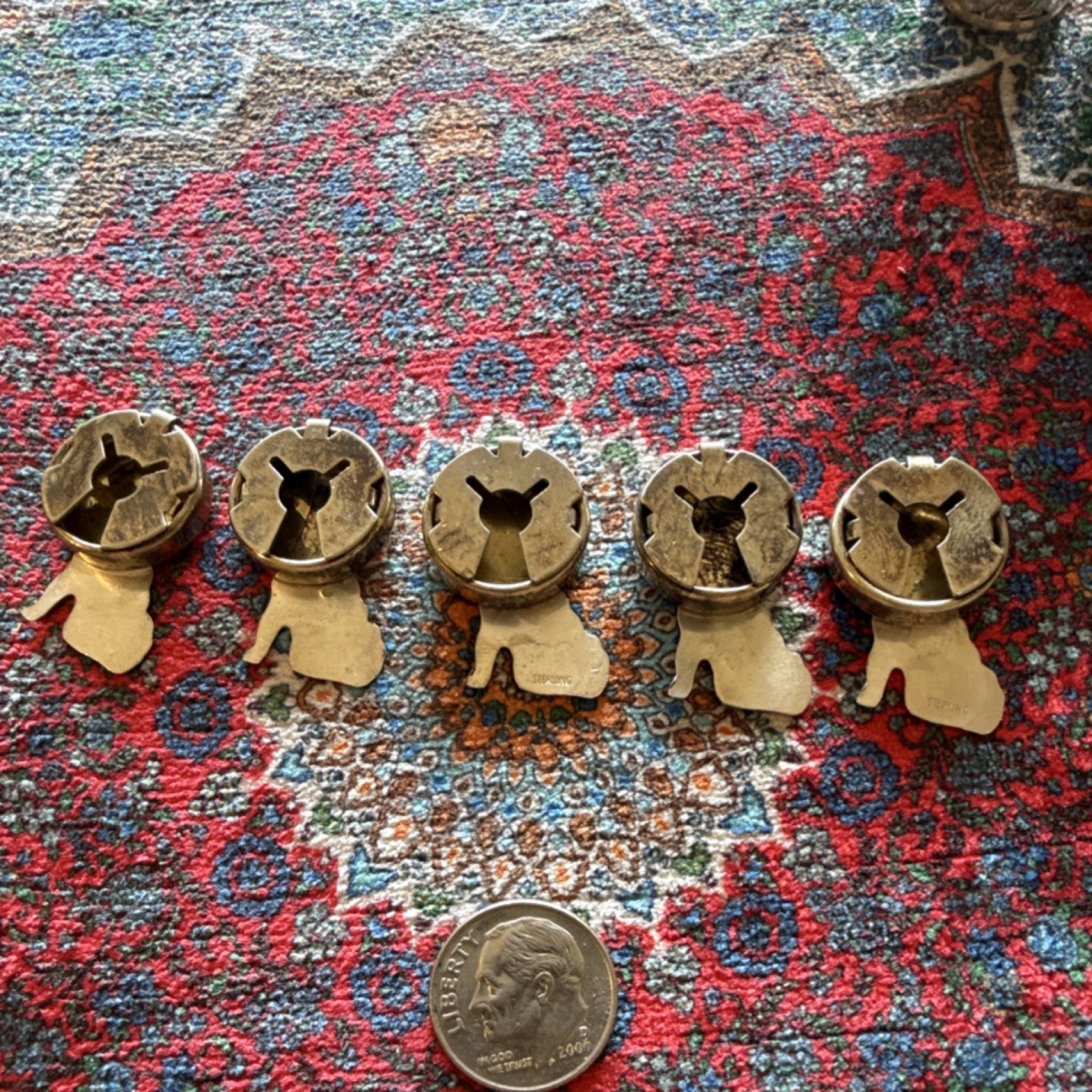 Lot of 5 Vintage Sterling Silver howling moon wolves