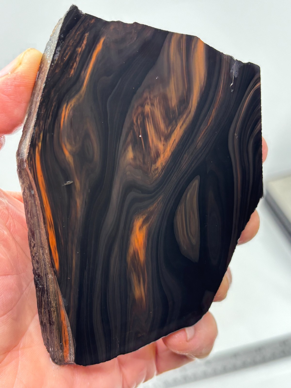 Tri-flow Sheen/Lace Obsidian Slab Lapidary Cabbing Knapping Combo ship avail