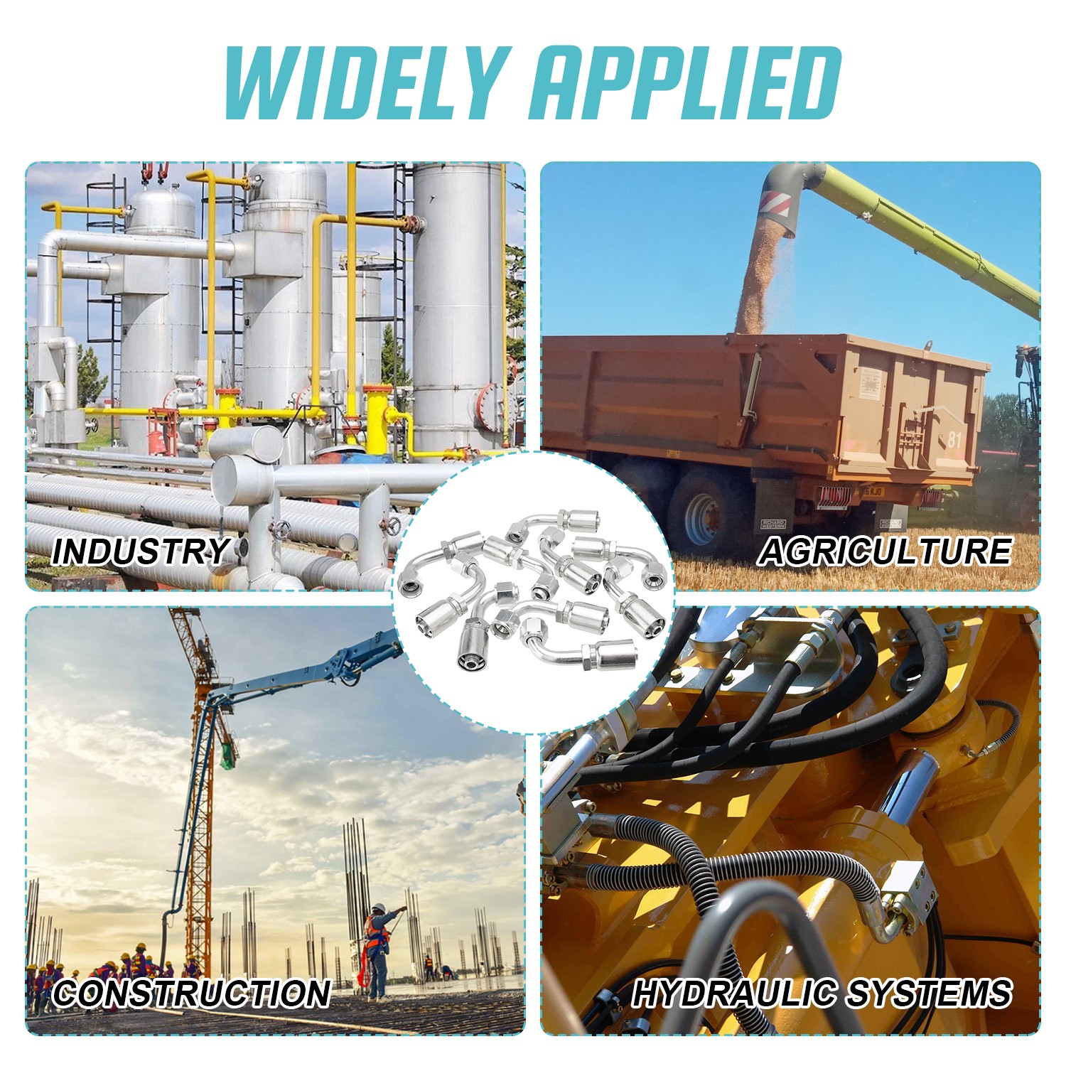 10X 1/2" JIC 37° Female 90° Hydraulic Hose Fittings For 1/2" I.D. Hydraulic Hose