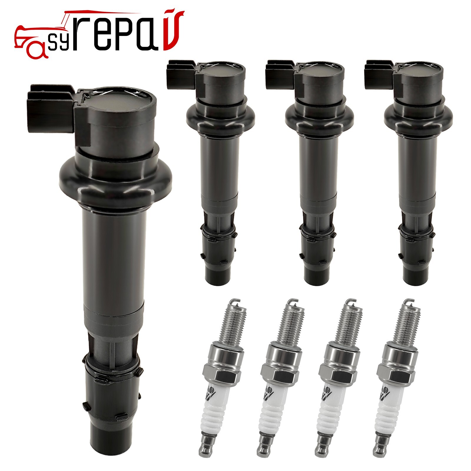 4X Ignition Coil + Iridium Spark Plug for Kawasaki ZX-6R Ninja ZX600 ZX636 ZX600