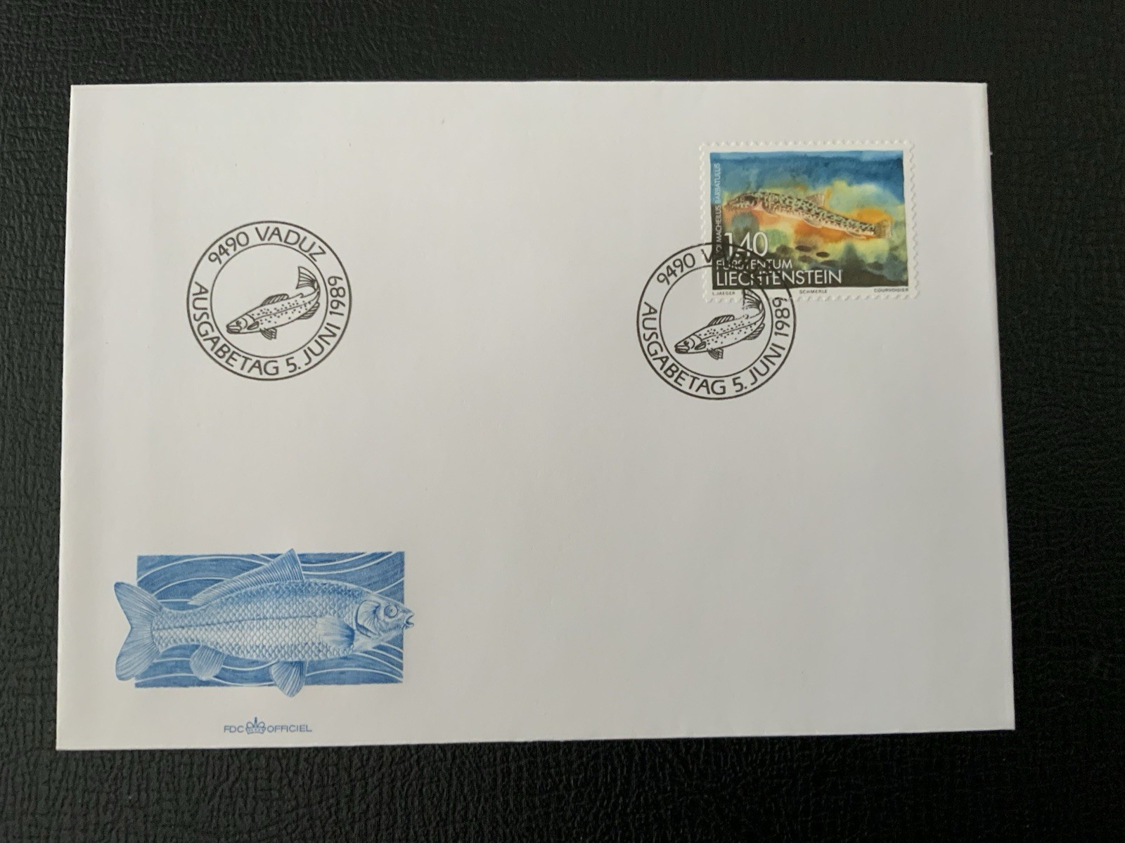 Liechtenstein 1989 #904-906 Fish - 4 FDCs