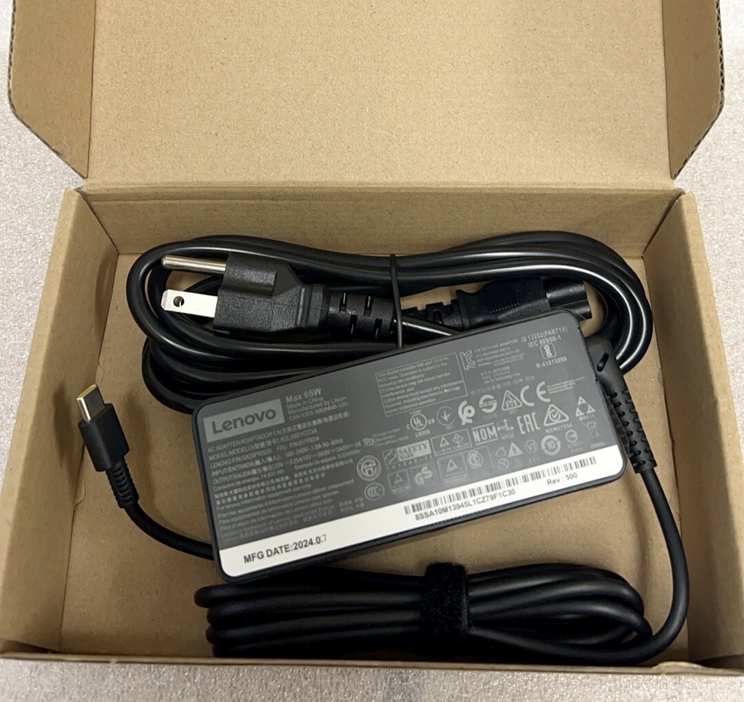 Genuine OEM 65W USB-C Type-C Adapter Charger Lenovo ThinkPad T480 ADLX65YLC3A