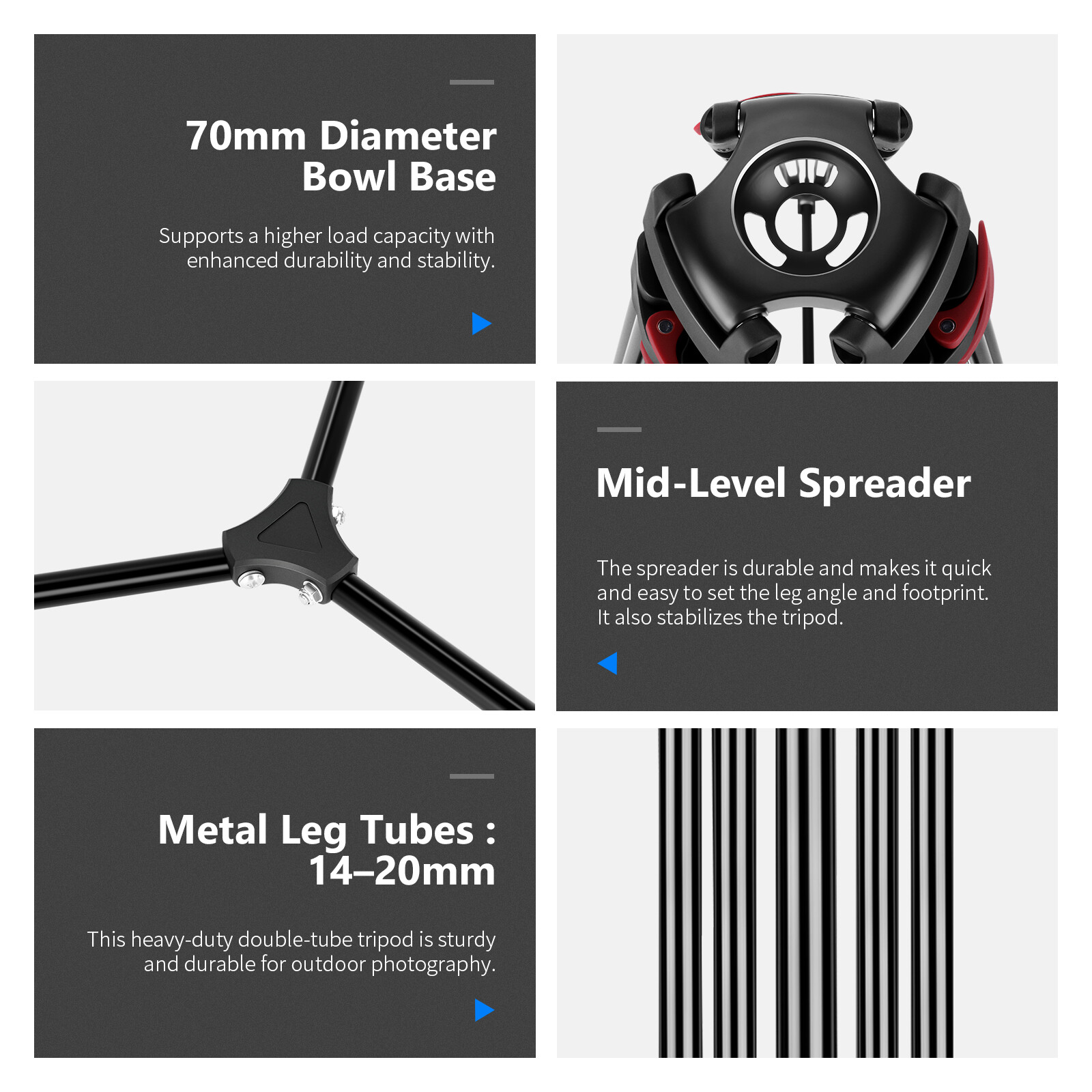 Neewer 79”/200cm Video Tripod Heavy Duty Aluminum Alloy Camera Tripod Stand