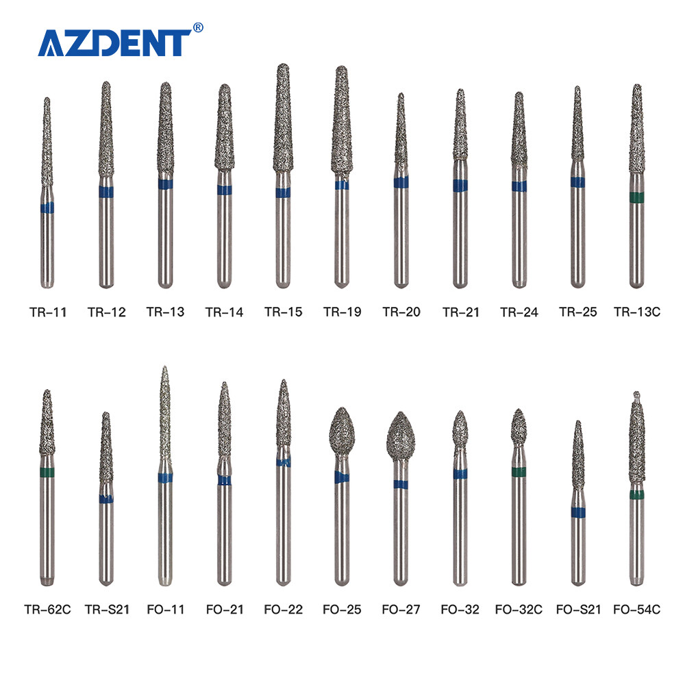100pcs AZDENT Dental Diamond Burs For High Speed Handpiece Friction Grip 1.6mm
